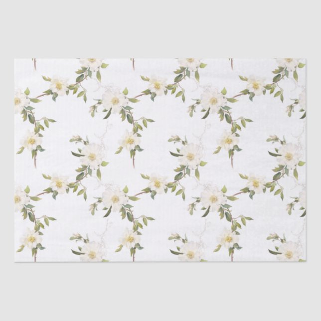 Romantic White Floral Wedding Tissue Paper (Front)