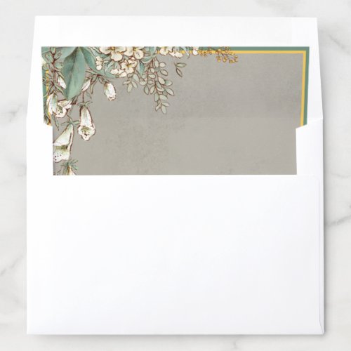 Romantic White Flower Watercolor Earthly Greenery Envelope Liner
