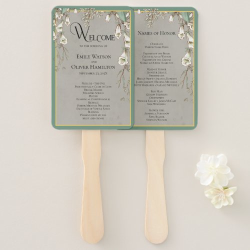 Romantic White Flower Watercolor Earthly Greenery Hand Fan