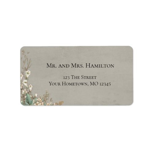 Romantic White Flower Watercolor Earthly Greenery Label
