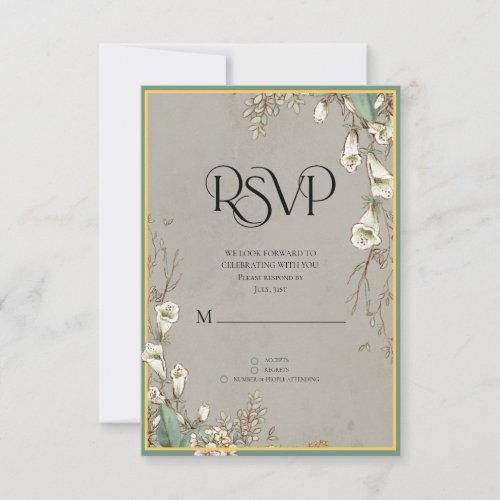 Romantic White Flower Watercolor Greenery Earthly RSVP Card
