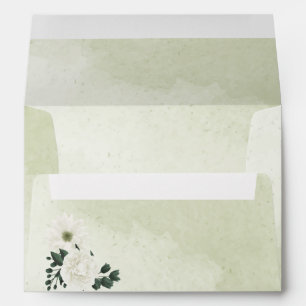 romantic white flowers green leaves botanical envelope