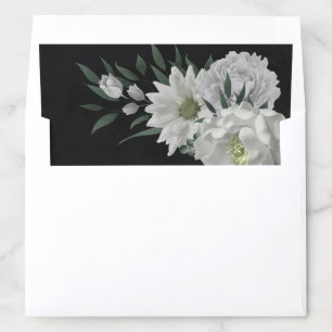 romantic white flowers greenery black wedding envelope liner