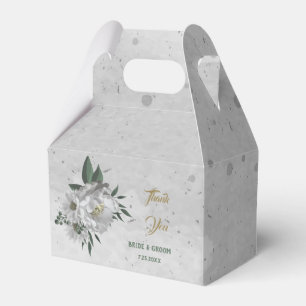 romantic white flowers greenery wedding favor boxes