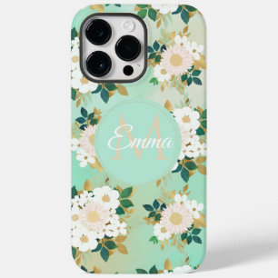 Romantic White Flowers Mint Watercolor Design Case-Mate iPhone 14 Pro Max Case