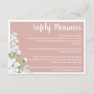 Romantic white flowers safety measures wedding enclosure card
