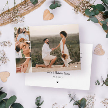 Romantic White Heart Wedding Photos Thank You by Paperpaperpaper at Zazzle