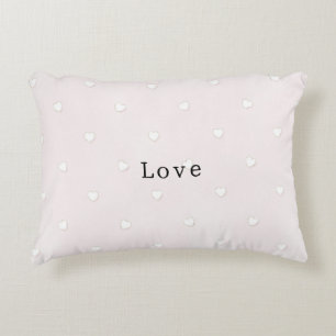 Romantic White Hearts Pink Valentine's Day Accent Pillow