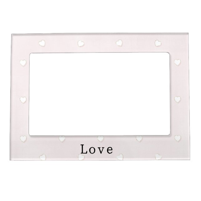 Romantic White Hearts Pink Valentine's Day Magnetic Frame (Front)