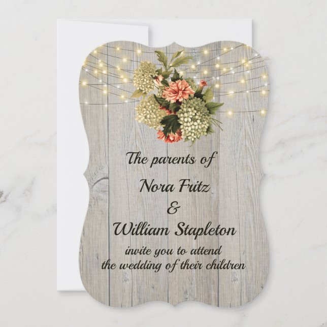 Romantic White Hydrangea Pink Carnation Invitation (Front)