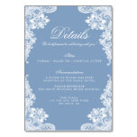Romantic White Lace And Blue Wedding Detail Cards