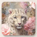 Romantic White Leopard Beverage Coaster