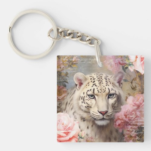 Romantic White Leopard Keychain