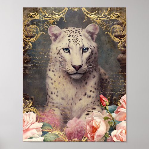 Romantic White Leopard Poster