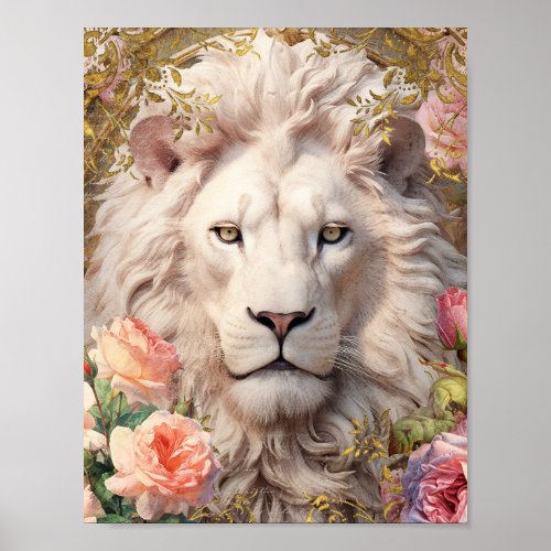 Romantic White Lions Poster