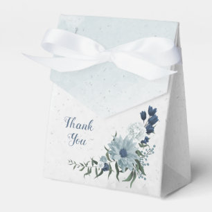 romantic white navy & dusty blue flowers wedding favor boxes
