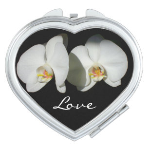 Romantic White Orchids, tropical floral photo Compact Mirror
