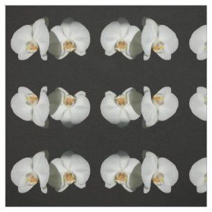 Romantic White Orchids, tropical floral photo Fabric