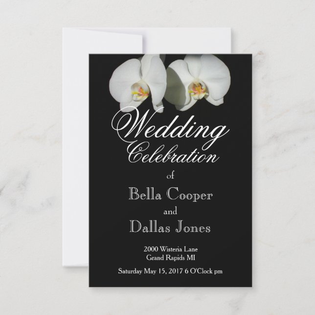 Romantic White Orchids, tropical floral photo Invitation (Front)