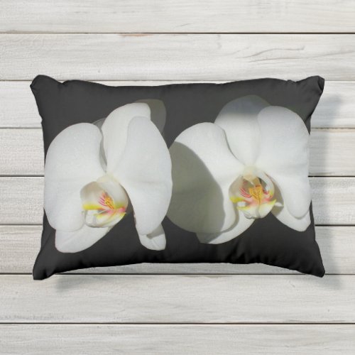 Romantic White Orchids tropical floral photo Outdoor Pillow
