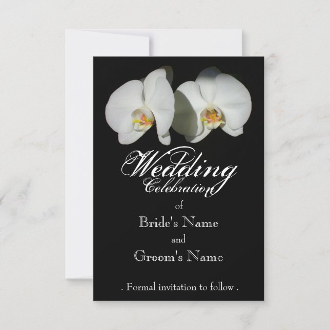 Romantic White Orchids, tropical floral photo Save The Date (Front)