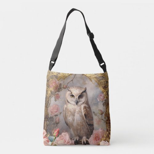 Romantic White Owls Crossbody Bag