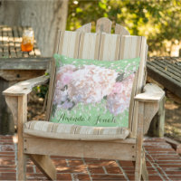 Romantic white pink hydrangeas, pink white flowers