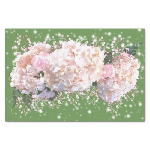 Romantic white pink hydrangeas pink white flowers tissue paper