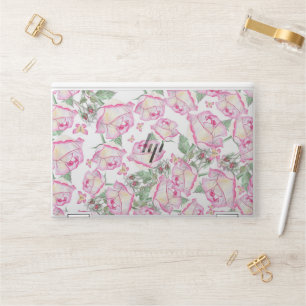 Romantic white pink yellow summer rose floral HP laptop skin