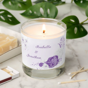 romantic white purple botanical wedding scented candle