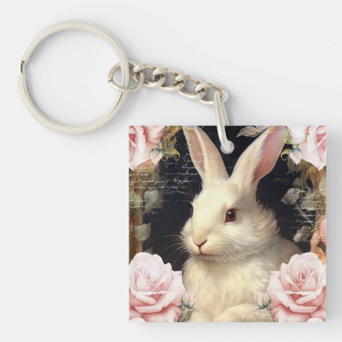 Romantic White Rabbit Keychain