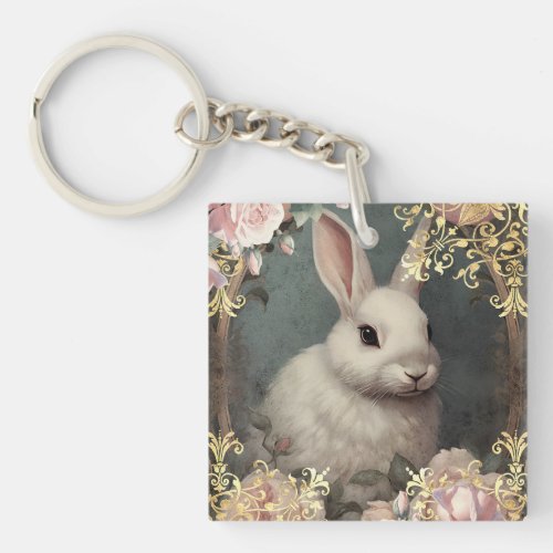 Romantic White Rabbit Keychain