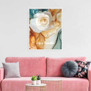 Romantic White Rose Floral Beautiful Canvas Print