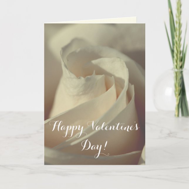 Romantic White Rose Holiday Card (Front)