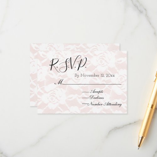 Romantic White Roses Blush Pink RSVP Enclosure Card