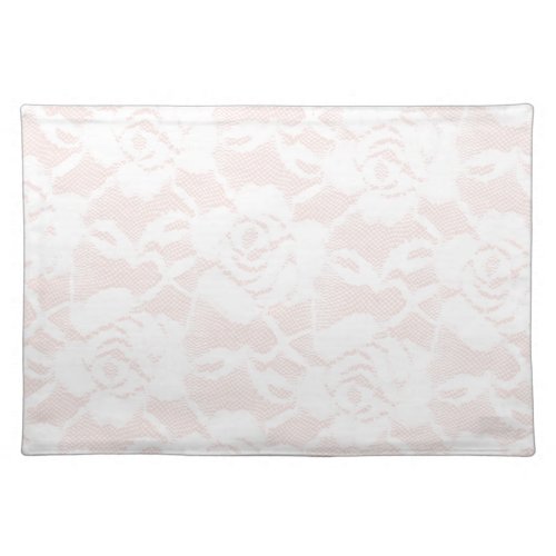 Romantic White Roses Blush Pink Wedding Cloth Placemat