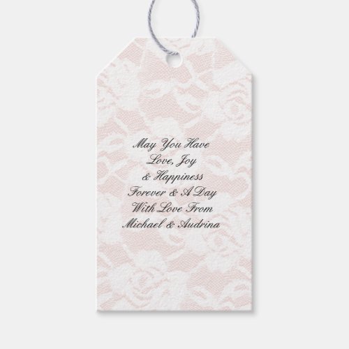 Romantic White Roses Blush Pink Wedding Gift Tags