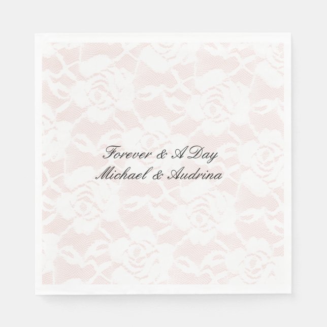 Romantic White Roses Blush Pink Wedding Napkins (Front)
