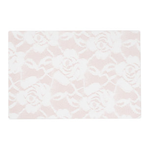 Romantic White Roses Blush Pink Wedding Placemat
