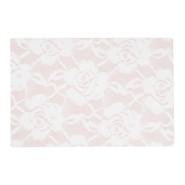 Romantic White Roses Blush Pink Wedding Placemat (Front)