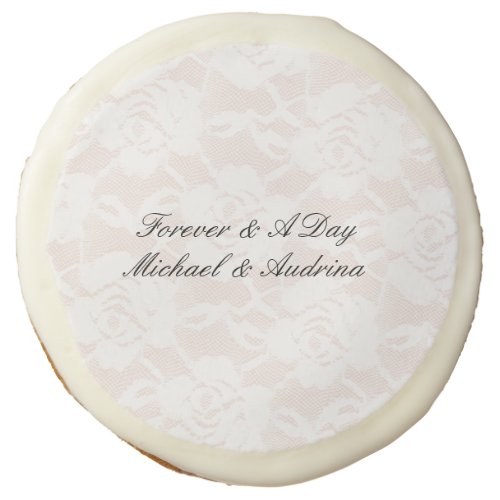 Romantic White Roses Blush Pink Wedding Sugar Cookie