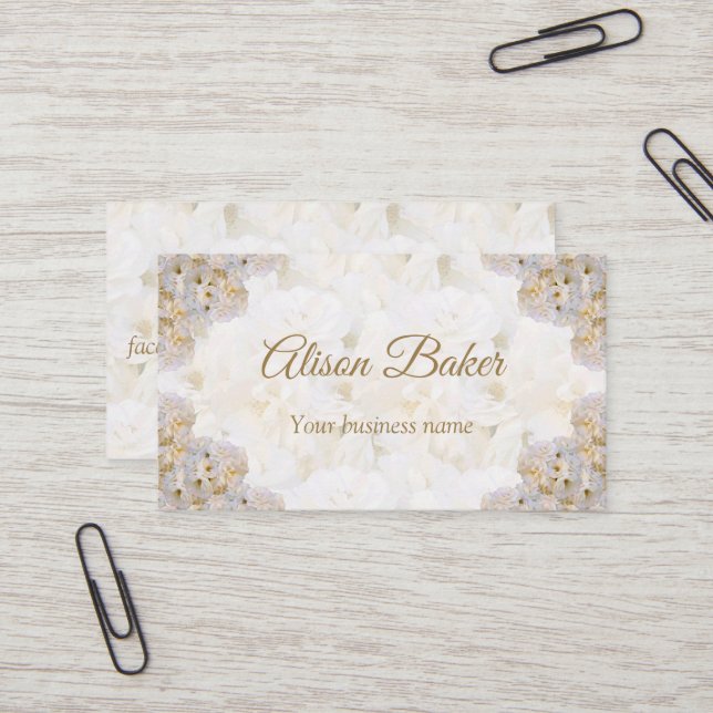 Romantic white roses  business card (Front/Back In Situ)
