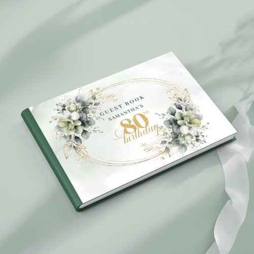 Romantic White Roses Eucalyptus 80th Birthday Book
