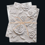 Romantic White Roses Faux Leather Wedding Wrapping Paper Sheets<br><div class="desc">Romantic White Roses Faux Leather Wedding</div>