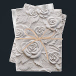 Romantic White Roses Faux Leather Wedding Wrapping Paper Sheets<br><div class="desc">Romantic White Roses Faux Leather Wedding</div>
