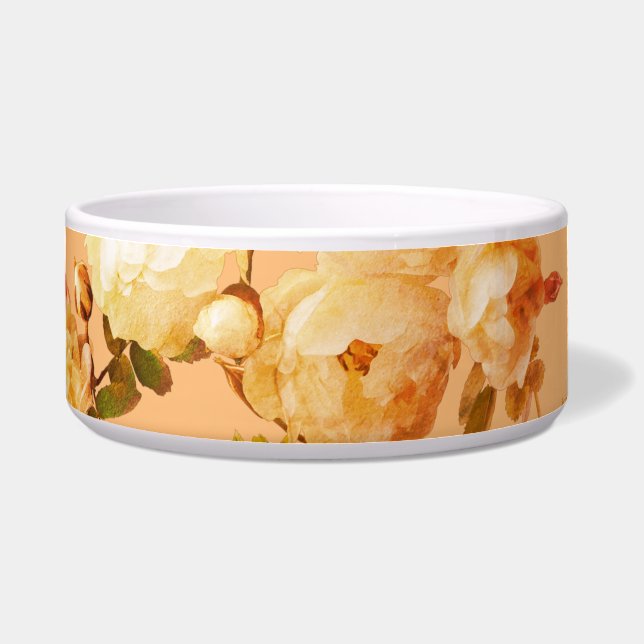 Romantic white roses on orange background bowl (Front)