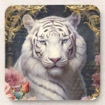 Romantic White Tiger Beverage Coaster