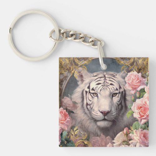 Romantic White Tiger Keychain
