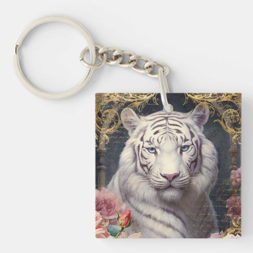 Romantic White Tiger Keychain