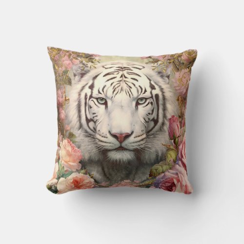Romantic White Tiger Throw Pillow